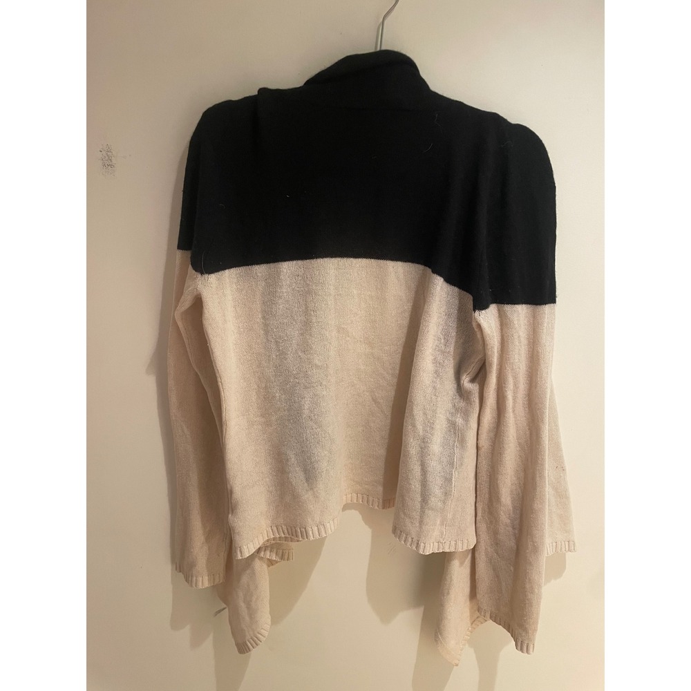 Magaschoni New York Womens Colorblock Open Front Draped Cardigan Sweater BlackXL - Picture 3 of 3